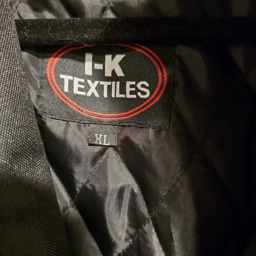 I-K Textiles Motorcycle Jacket XL Womens Black Pink Full Zip Biker Moto Y2K